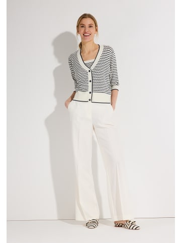 More & More fein gestreifte Halbarm-Strickjacke in marine/offwhite