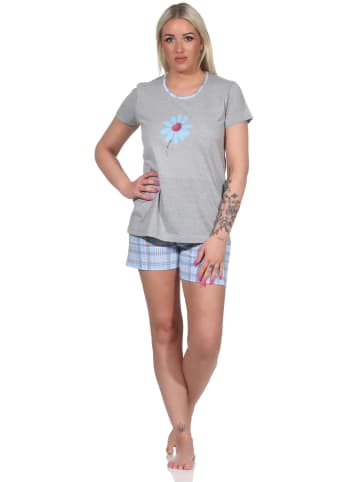 NORMANN e Pyjama kurzarm Shorty Fontprint - 74582 in hellblau