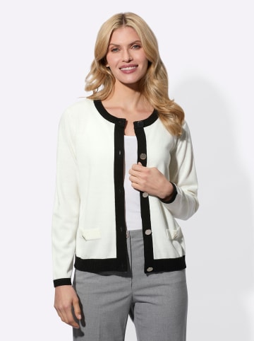 Sieh an! Strickjacke in ecru-schwarz