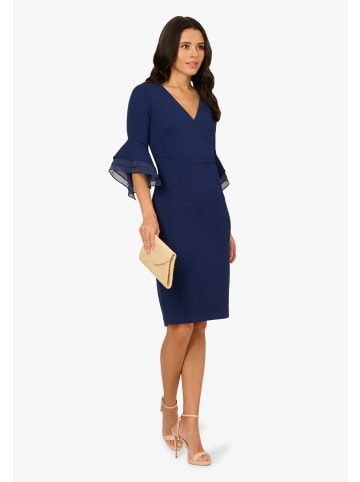 Adrianna Papell Cocktail Kleid Crepe Combo Midi Dress in Navy Sateen