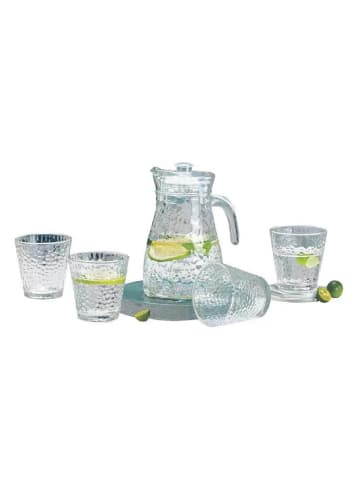 COFI 1453 5-tlg 1,2 Liter Krug Karaffe 4 Gläser je 220ml GB05 in Transparent