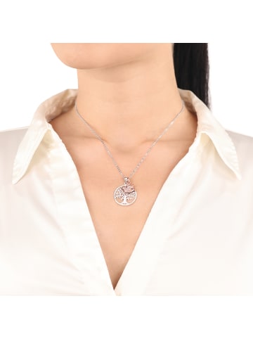 Amor Kette mit Anhänger Silber 925, rhodiniert+rosévergoldet in Bicolor