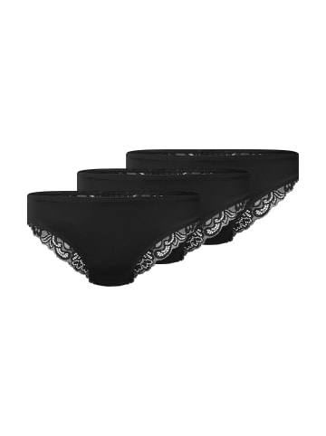 SNOCKS Tanga mit Spitze aus Mikrofaser Schwarz 3 Stück