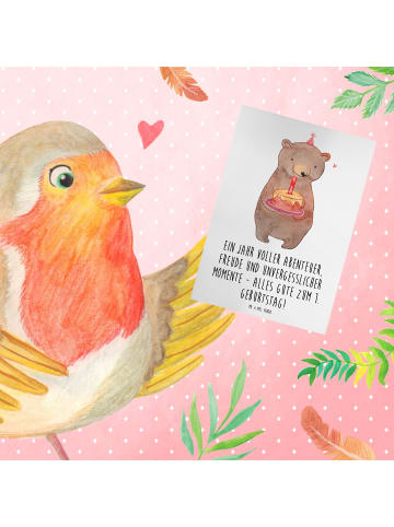 Mr. & Mrs. Panda Beileidskarte 1. Geburtstag Abenteuer mit Spruch in Weiß