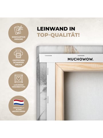 MuchoWow Leinwand bilder Abstrakte Kunst weiß gold (BxH)