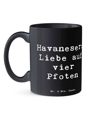 Mr. & Mrs. Panda Teetasse Spruch Havaneser Liebe mit Spruch in Schwarz