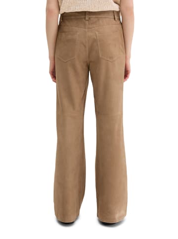 Marc O'Polo Lederhose wide in Earthy Taupe