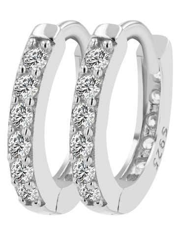 Adeliás Damen Ohrringe – Klappcreole aus 925 Silber in weiß