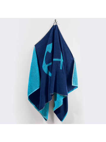 Erwin Müller Jacquard Strandtuch in marine-türkis