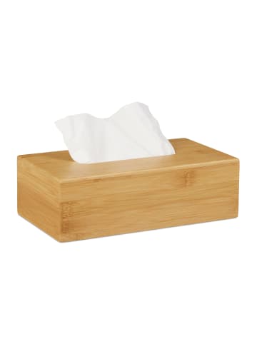 relaxdays Kosmetiktücherbox in Natur - (B)27,5 x (H)8,5 x (T)15,5 cm