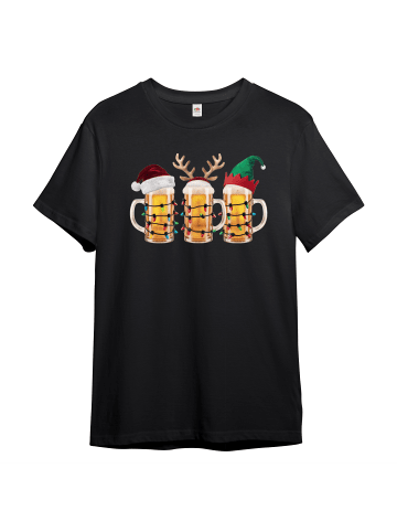 PAULGOS Herren T-Shirt, Die Biertrinker - Weihnachtsbande in Schwarz