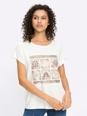Heine Kurzarmshirt in ecru-taupe-bedruckt