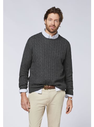 Polo Sylt Strickpullover mit Zopfmuster in Grau