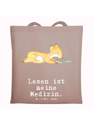 Mr. & Mrs. Panda Tragetasche Fuchs Lesen mit Spruch in Braun Pastell