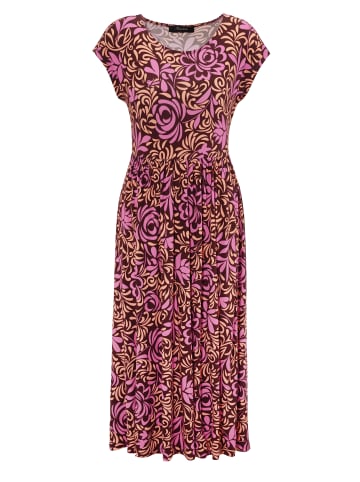 Aniston CASUAL Sommerkleid in dunkelbraun-beige-pink