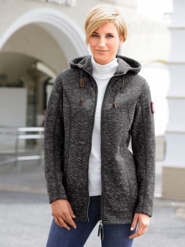 WITT WEIDEN Kapuzenfleecejacke in schwarz-meliert