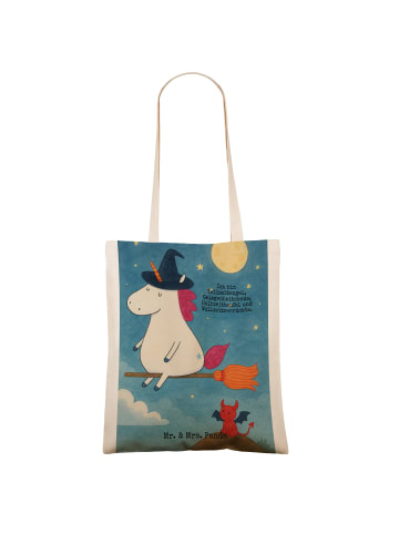 Mr. & Mrs. Panda Tote Bag Einhorn Hexe Design mit Spruch in Weiß