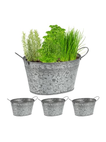 relaxdays 4x Zinkwanne in Silber - 4 l