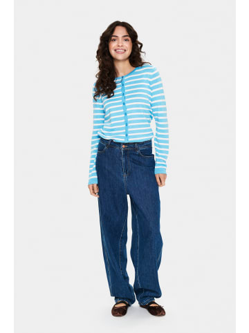SAINT TROPEZ Strickjacke MilaSZ Gerade Passform in Ethereal Blue Ice Stripe