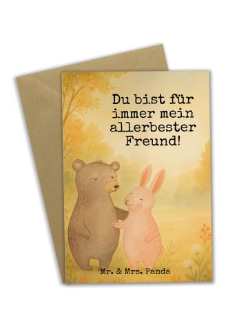 Mr. & Mrs. Panda Klappkarte Bär und Hase Umarmen Design mit Spruch in Weiß