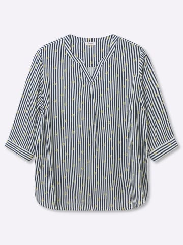 sheego 3/4-Arm-Bluse in tiefblau-ecru-gestreift
