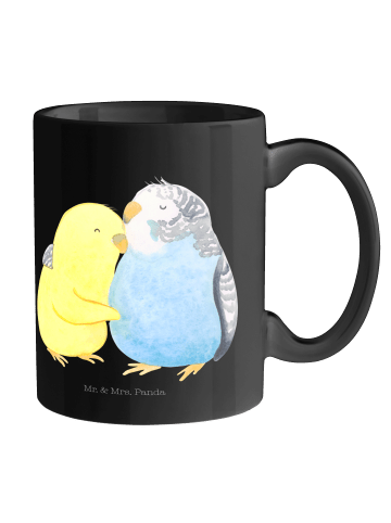 Mr. & Mrs. Panda Tasse Wellensittich Liebe ohne Spruch in Schwarz