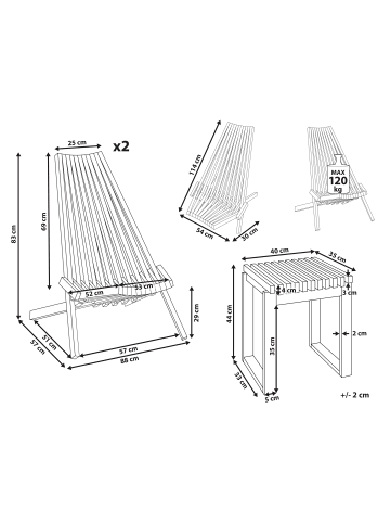 Beliani 3-tlg Bistro Set BELLANO in Braun
