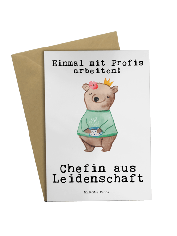 Mr. & Mrs. Panda Motivkarte Chefin Leidenschaft mit Spruch in Weiß
