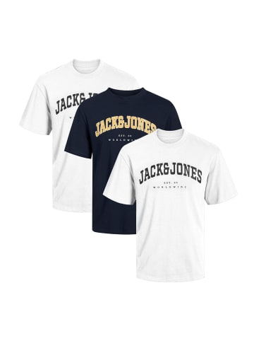 Jack & Jones T-Shirt Caleb Varsity in Weiß / dunkelblau