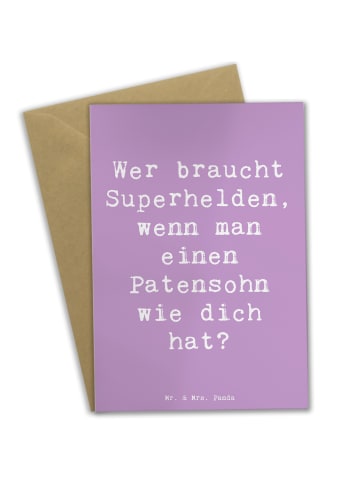 Mr. & Mrs. Panda Neujahrskarte Spruch Patensohn Held mit Spruch in Lavendeltraum
