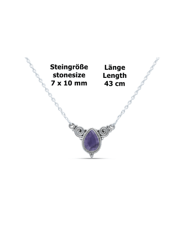 mantraroma 925er Silber - Collierketten (L) 43 cm mit Amethyst