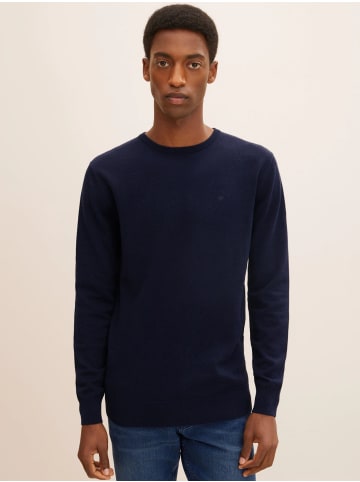 Tom Tailor Feinstrick Basic Pullover Rundhals Sweater in Navy