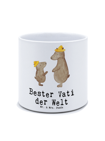 Mr. & Mrs. Panda XL Blumentopf Bär Bester Vati der Welt mit Spruch in Weiß