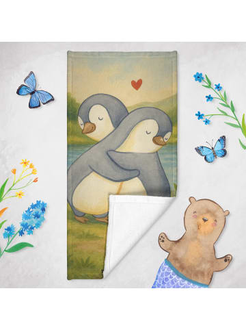Mr. & Mrs. Panda Handtuch Pinguine Kuscheln Design ohne Spruch in Grau Pastell