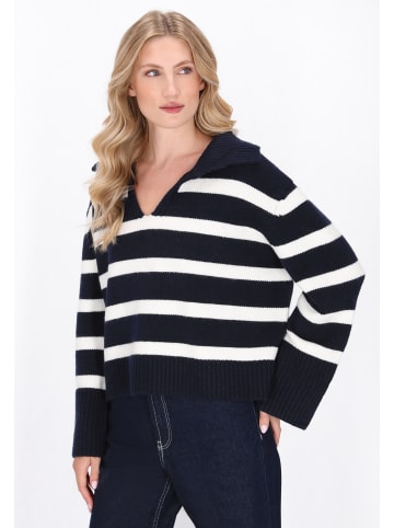 DreiMaster Women Sweater in dark navy offwhite