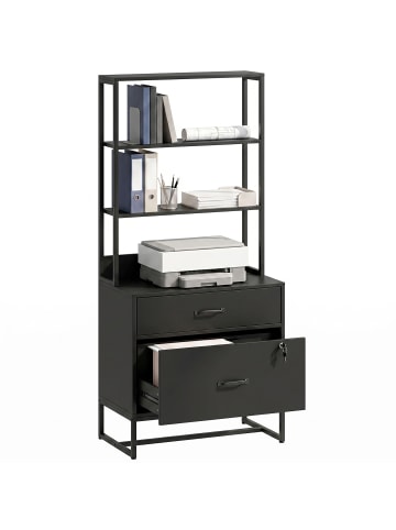 HOMCOM Aktenschrank in Schwarz 70L x 40B x 157H cm