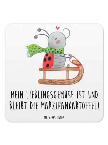 Mr. & Mrs. Panda Glasuntersetzer Smörle Rodeln mit Spruch in Weiß