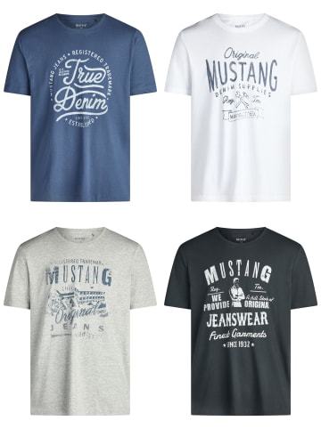 Mustang T-Shirt 4er Pack Mustang Herren T-Shirt in Mehrfarbig