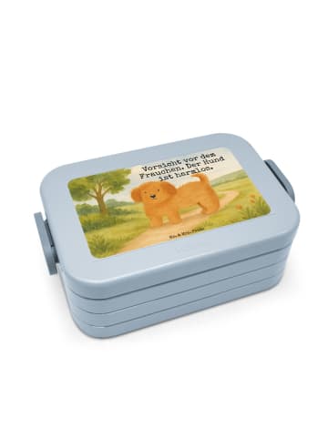 Mr. & Mrs. Panda Bento Box Hund Flauschig Design mit Spruch in Blau Pastell