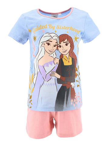 Disney Frozen Schlafanzug kurz Disney Frozen Elsa & Anna in Hellblau