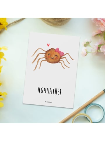 Mr. & Mrs. Panda Ansichtskarte Spinne Agathe Freude mit Spruch in Weiß