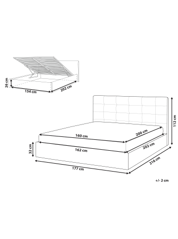 Beliani 2-tlg Doppelbett LORIENT in Beige