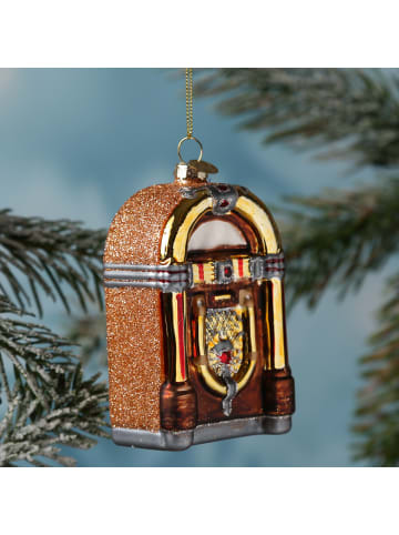 MARELIDA Baumschmuck Juxebox Glas Anhänger glitzernd in braun