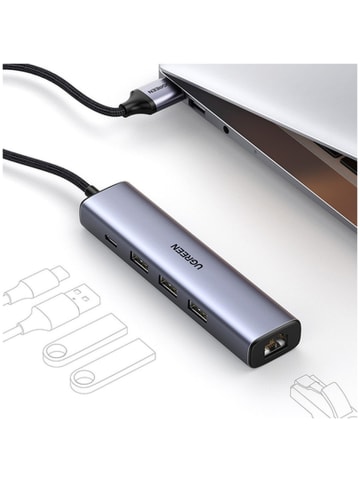 Ugreen Ugreen Multifunktionsadapter HUB USB 3.0 3 x USB Ethernet