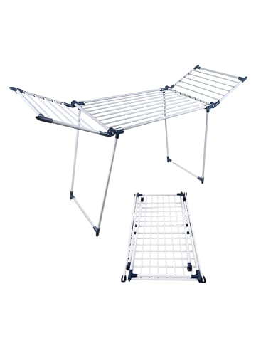 relaxdays Wäscheständer in Weiß/ Blau - (B)174 x (H)103 x (T)57 cm
