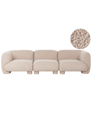 Beliani 3-tlg 3-Sitzer Sofa MJALBI in Beige