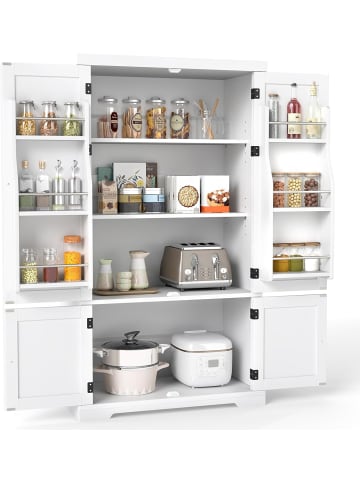 COSTWAY Küchenschrank hoch 139 cm in Weiß