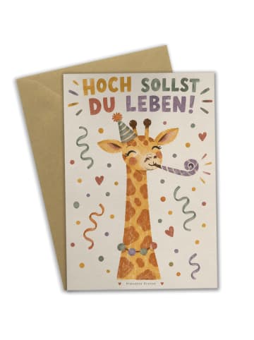 Mr. & Mrs. Panda Geburtstagskarte Giraffe verspielt Design mit S... in Weiß