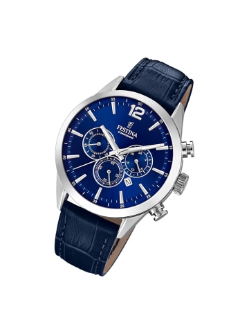 Festina Chronograph-Armbanduhr Festina Timeless Chronograph dunkelblau groß (ca. 44mm)