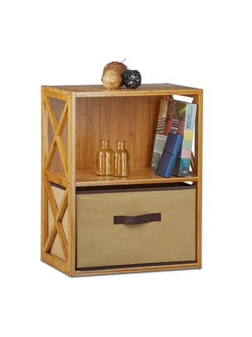 relaxdays Regal 2 Ablagen in Natur-Braun - (B)42 x (H)54 x(T)29 cm